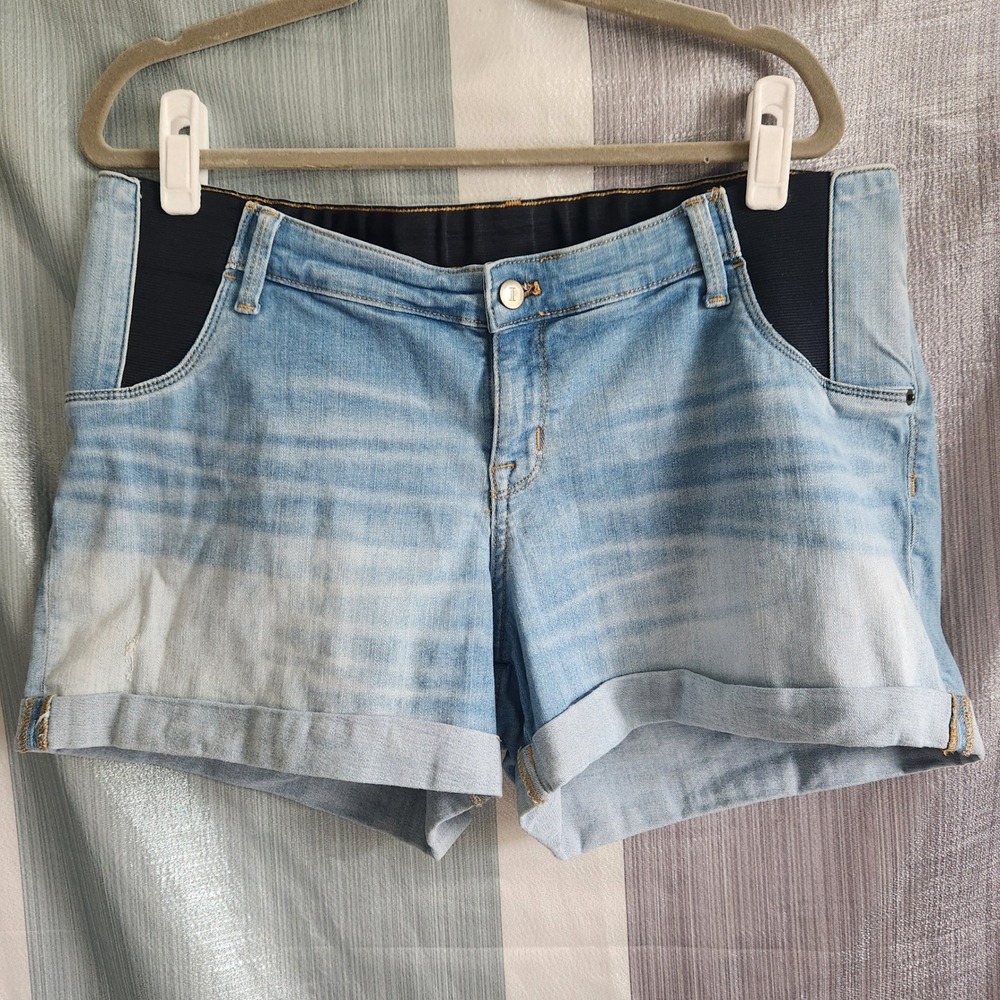 Isabel Maternity‎ by Ingrid & Isabel Light Wash Midi Denim Shorts Size 16 Womens